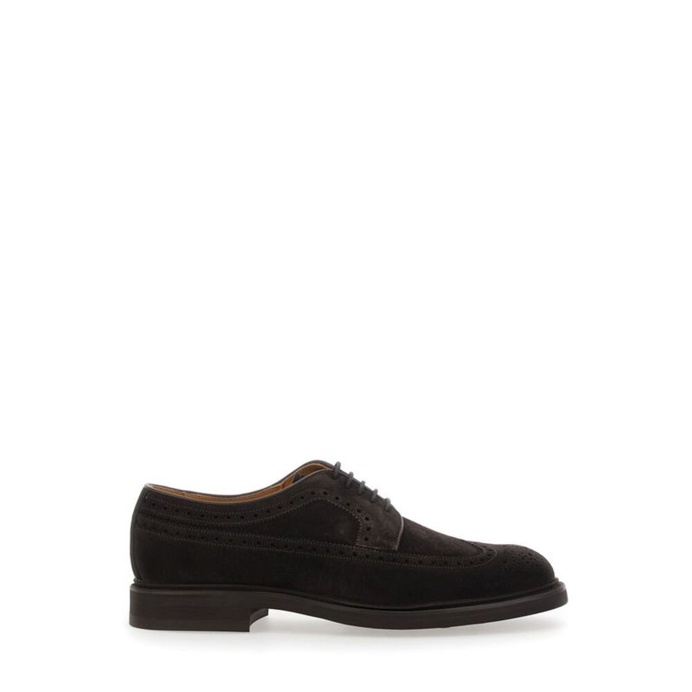 Berwick Men Brown Oxford Shoes With Front Laces In Suede For Men